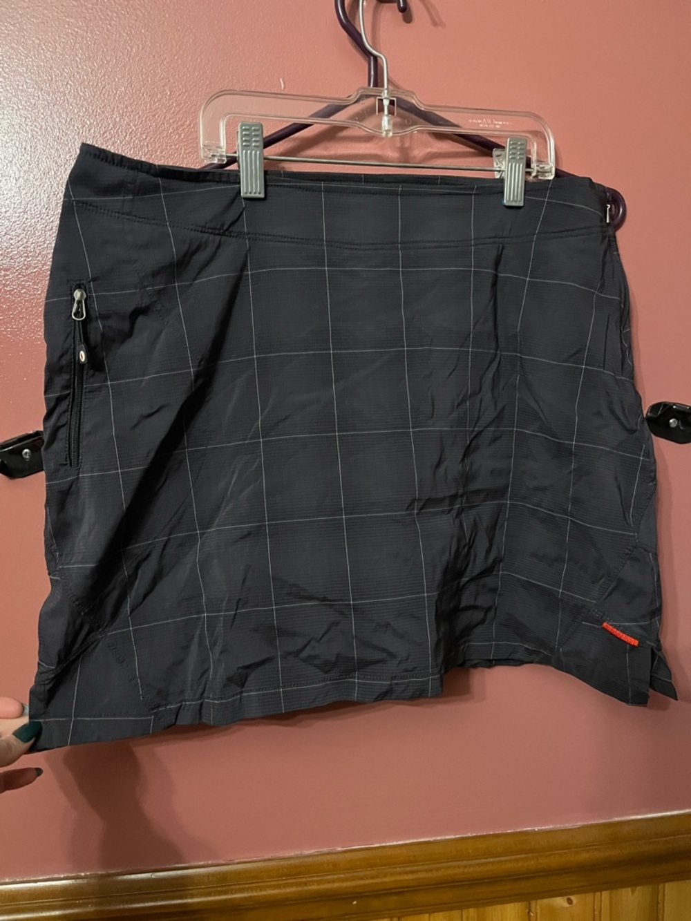 Avia Black Windowpane Mini Skirt with Zip Pocket